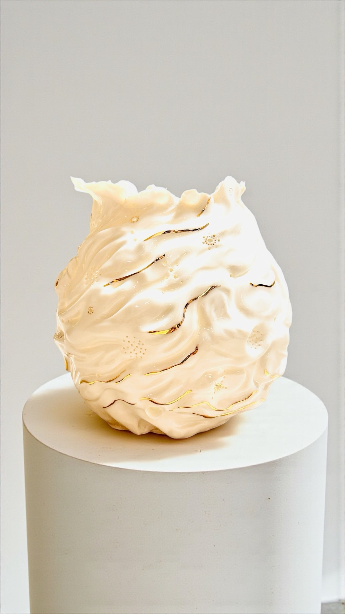 ‘Silver Lining’ Porcelain Cloud Luminary – Handmade Ceramic Light Sculpture