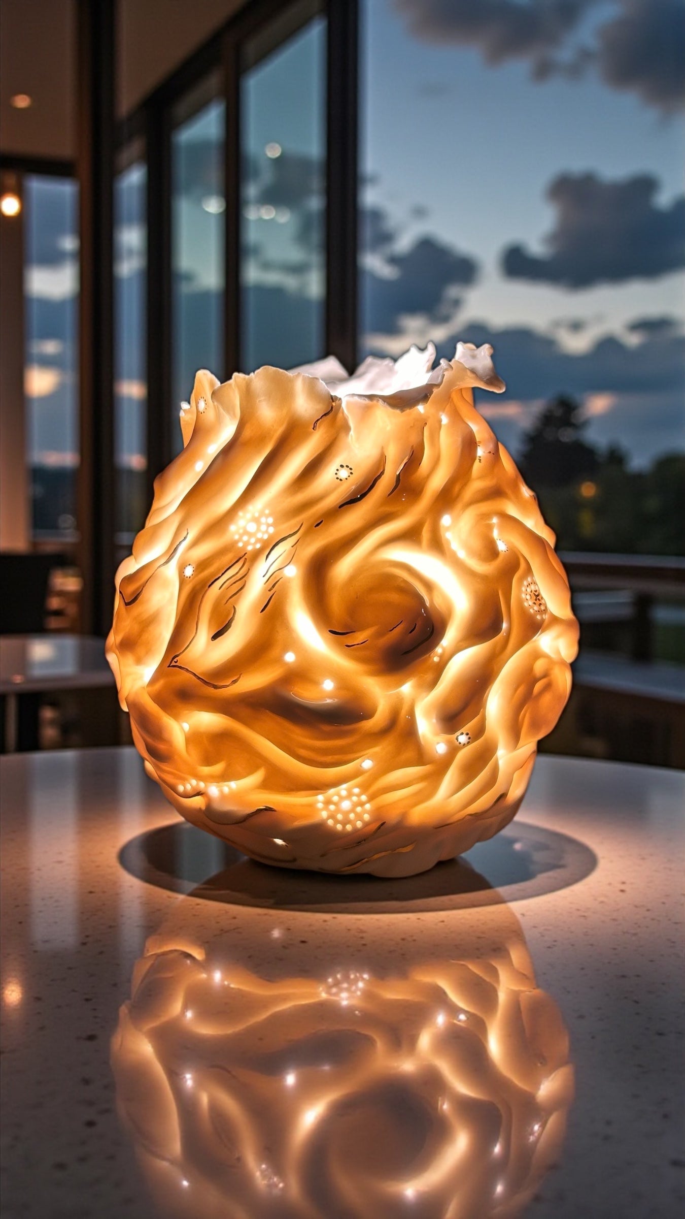 ‘Silver Lining’ Porcelain Cloud Luminary – Handmade Ceramic Light Sculpture