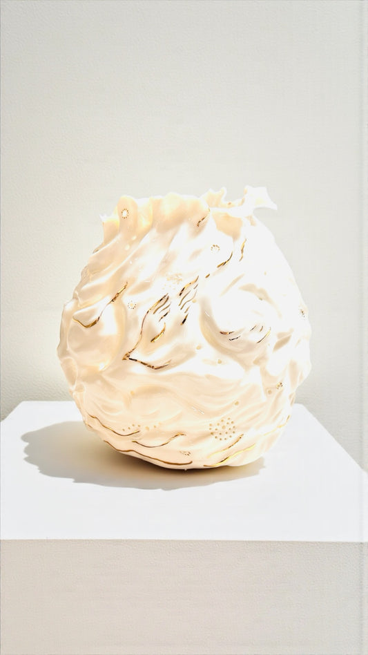 ‘Silver Lining’ Porcelain Cloud Luminary – Handmade Ceramic Light Sculpture