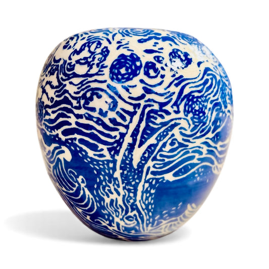 Vase en céramique sgraffito « Garder les étoiles en vie ».